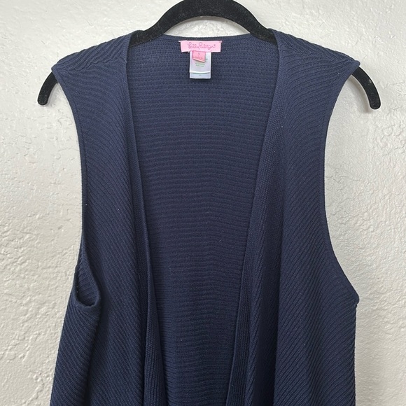 Lilly Pulitzer Andella Navy Blue 100% cotton fringe detail Sweater vest - Picture 2 of 11